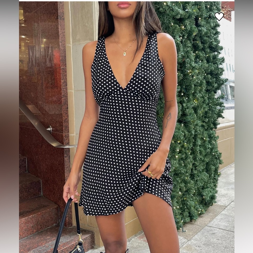 Princess Polly Nellie Mini Dress Black Polka Dot